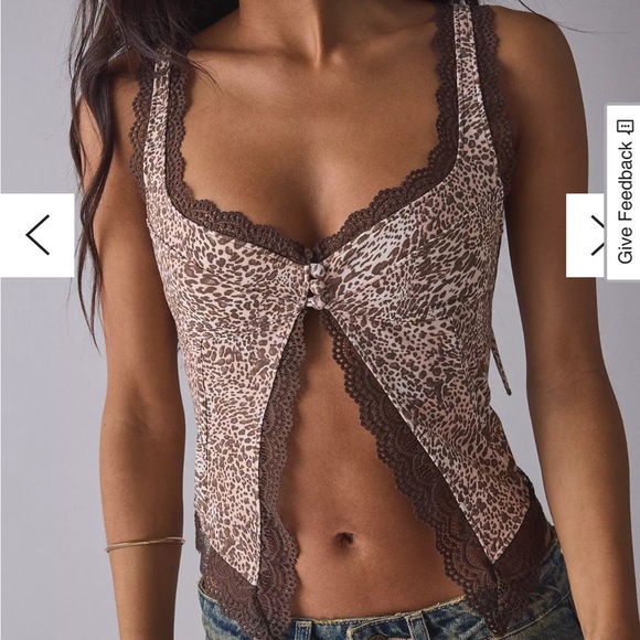 Urban Outfitters Leopard Print Tank with Lace - Picture 1 of 7